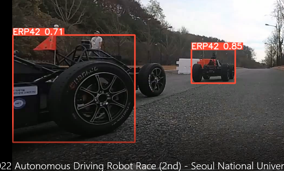 Detections of a near and a far race car